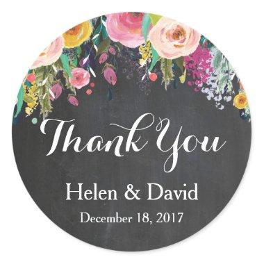 Floral Thank You Wedding Favour Stickers