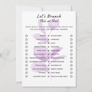 Floral This Or That Brunch Party Game Invitations