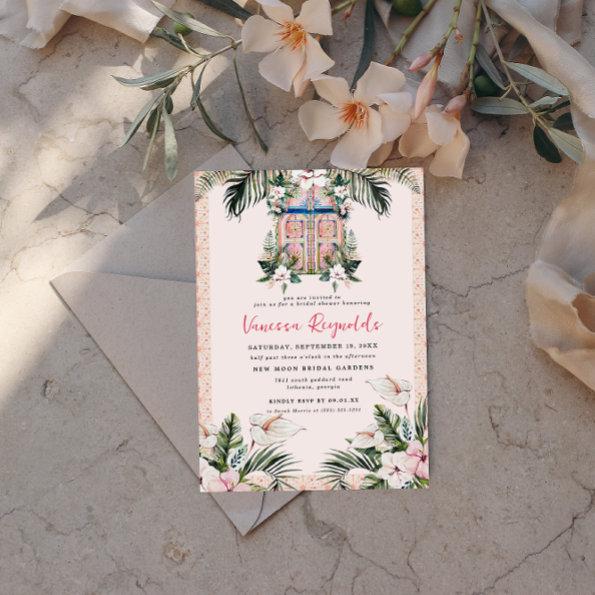 Floral Tiles | Moroccan Tropical Bridal Shower Invitations