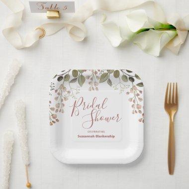 Floral Top Border Bridal Shower Template Paper Plates