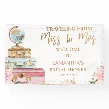 Floral Traveling Miss To Mrs Bridal Shower Banner