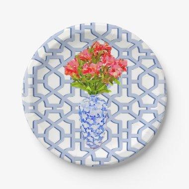 Floral Trellis Watercolor Paper Plate