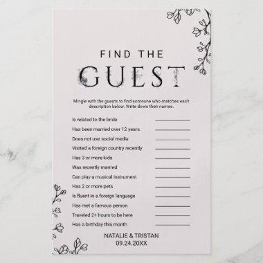 Floral Typography Find The Guest Game Flyer