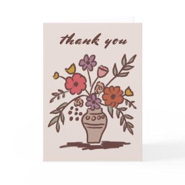 Floral Vase Rustic Whimsical Sketch Neutral Chic Thank You