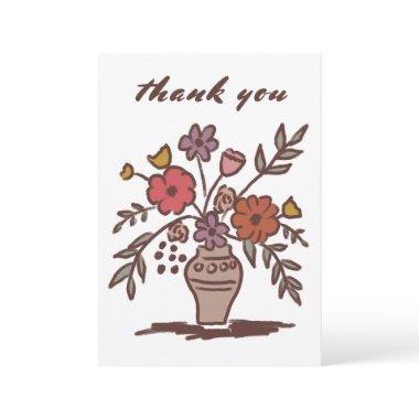 Floral Vase Rustic Whimsical Sketch Neutral Colors Thank You