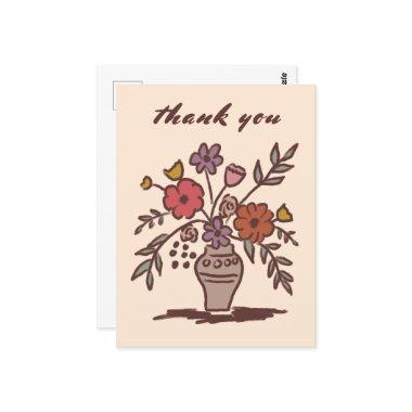 Floral Vase Rustic Whimsical Sketch Thank You Post
