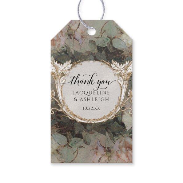Floral Vintage Mint Rose Gold Thank You Wedding G Gift Tags