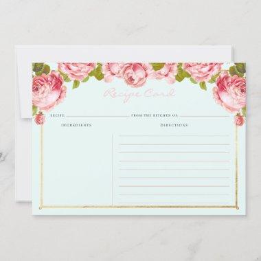 Floral Vintage Pink Roses Custom Recipe Invitations