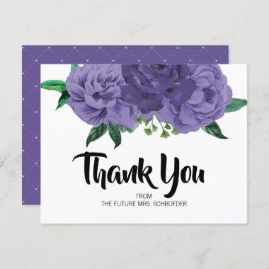 Floral Violet Purple Bridal Shower Thank You Invitations