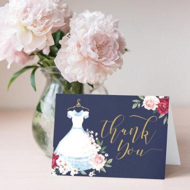 Floral Watercolor Alice in Wonderland Blue Dress Thank You Invitations