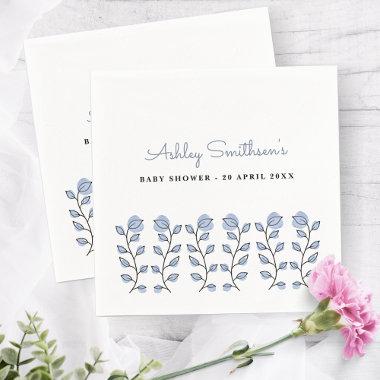 Floral Watercolor Baby Shower (Blue) Napkins