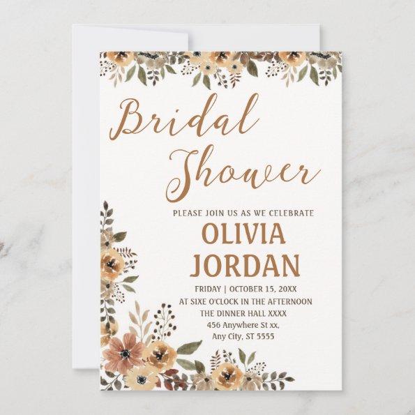 Floral watercolor Bridal Shower Invitations