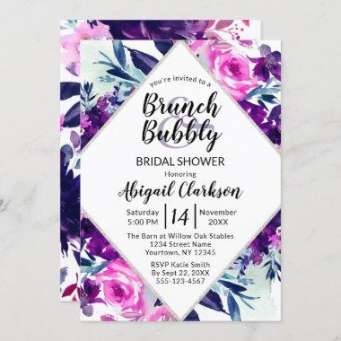Floral Watercolor Brunch & Bubbly Bridal Shower Invitations