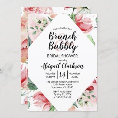 Floral Watercolor Brunch & Bubbly Bridal Shower Invitations