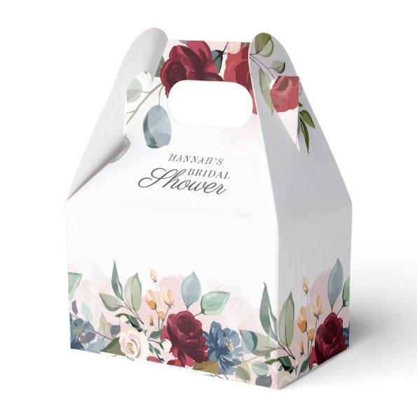 Floral Watercolor Burgundy Blush  Favor Boxes