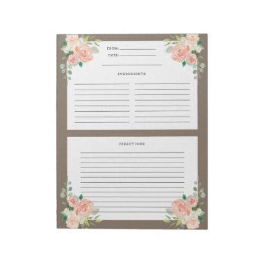 Floral Watercolor Custom Color Recipe Template Notepad