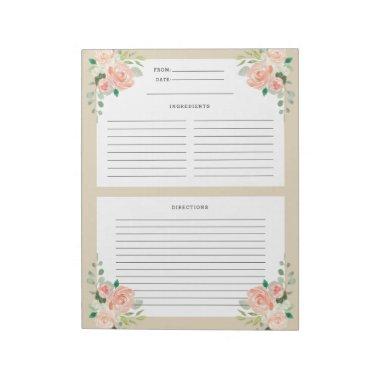 Floral Watercolor Custom Color Recipe Template Notepad