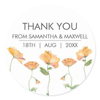 Floral Watercolor Orange Poppies Envelope Seals