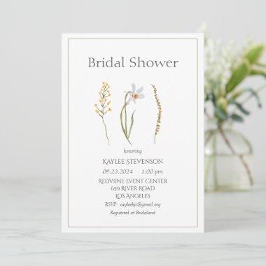 Floral Watercolor Simple Bridal Shower Invitations