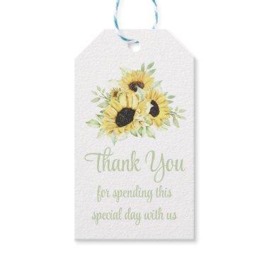 Floral Watercolor Sunflowers Wedding Thank You Gift Tags