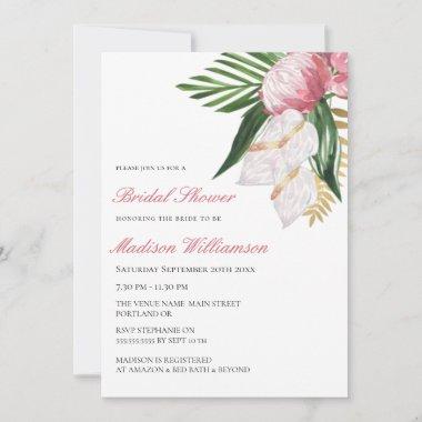 Floral Watercolor Tropical Paradise Bridal Shower Invitations