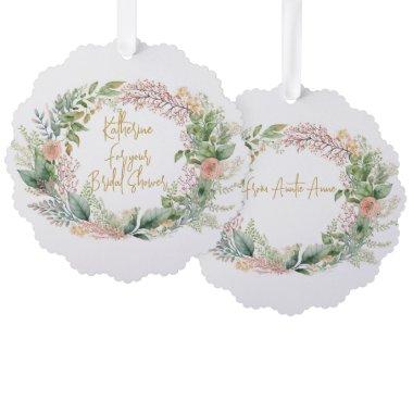 Floral Watercolor Wreath Bridal Shower Ornament Invitations