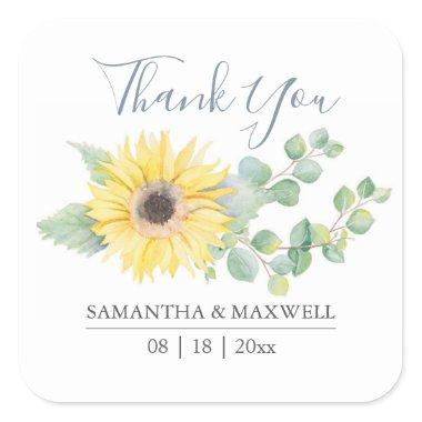 Floral Watercolor Yellow Sunflower Favor Stickers