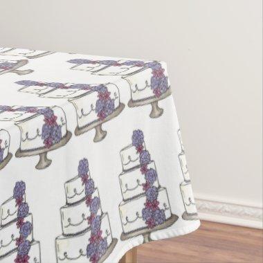 Floral Wedding Anniversary Bridal Shower Cake Tablecloth