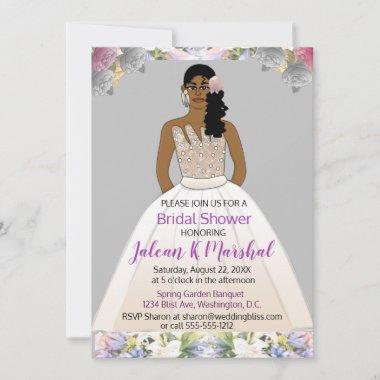 Floral Wedding Ballroom Bridal Shower Ethnic Invit Invitations