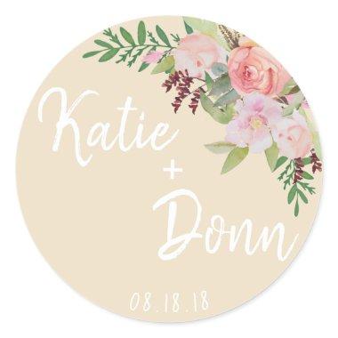 Floral Wedding date labels  Blush