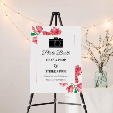 Floral Wedding Photo Booth Sign Red White