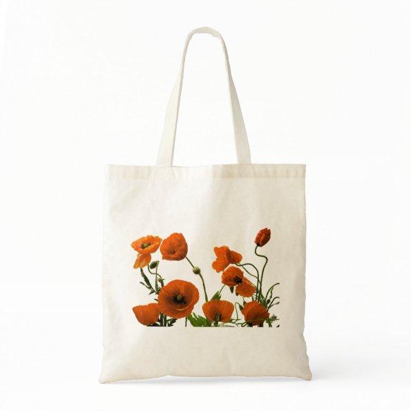 Floral Weddings Bridesmaid Gift Favor Orange Poppy Tote Bag