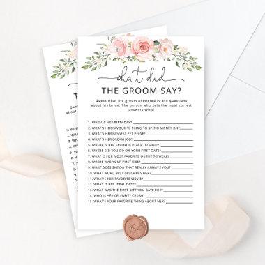 Floral What did the groom say bridal shower game