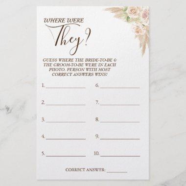 Floral Where were They Bridal shower game Invitations Flyer