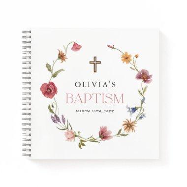 Floral Wildflower Girl Baptism Celebration Notebook