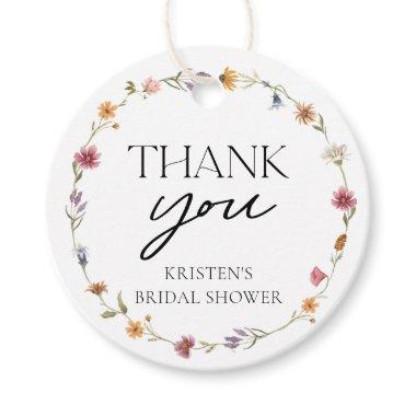 Floral Wildflower Girl Bridal Shower Thank You Favor Tags