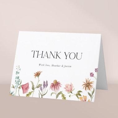 Floral Wildflower Wedding Thank You Folded