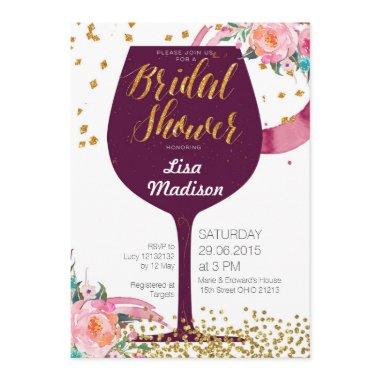 Floral Wine Bridal Shower Invitation Invitations