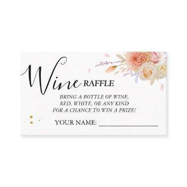 Floral Wine raffle ticket Bridal Shower Invitations