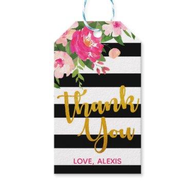 Floral with Black & White Stripes Favor Tag