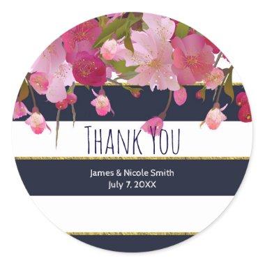 Floral with Faux Gold Glitter Modern Bridal Shower Classic Round Sticker