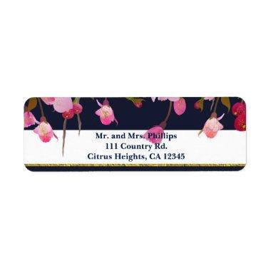 Floral with Faux Gold Glitter Modern Bridal Shower Label