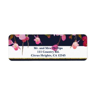 Floral with Faux Gold Glitter Modern  Label