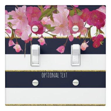 Floral with Faux Gold Glitter Modern Elegant Light Switch Cover