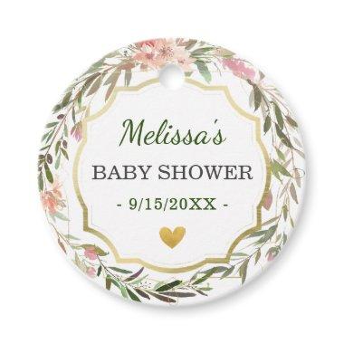 Floral Wreath Chic Greenery Baby Shower Sprinkle Favor Tags