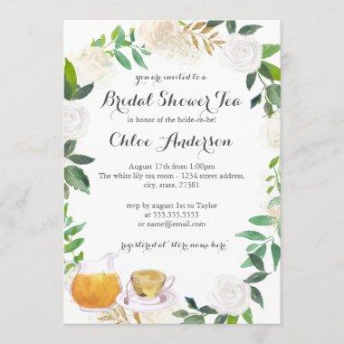 Floral Wreath Teacup Bridal Shower Invitations