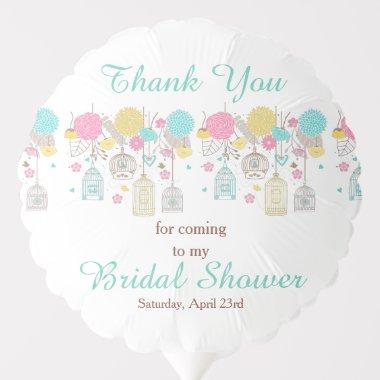 Floral Yellow and Pink Bird Cages Bridal Shower Balloon