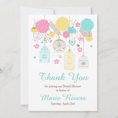 Floral Yellow & Pink Bridal Shower Thank You Invitations