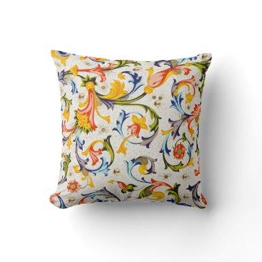 FLORENTINE RENAISSANCE FLORAL SWIRLS,FLOWERS THROW PILLOW