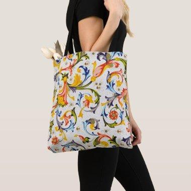 FLORENTINE RENAISSANCE FLORAL SWIRLS,FLOWERS TOTE BAG